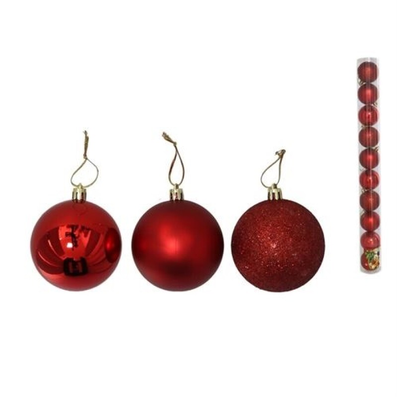 Set de Esferas Navideñas Rojas x10 – 6 cm GE BOLA DE NAVIDAD X 10 ROJA 6 CM 3 SURTIDOS