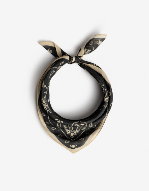 Pañuelos Raso Algodón Bulgaros Pañuelo Estampa Paisley Negro - Negro