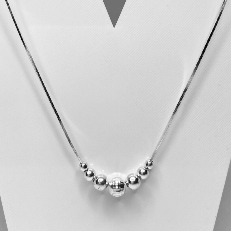 CONJUNTO CADENA Y ESFERAS DE PLATA L9dg-037-n-x2