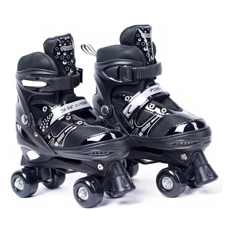 Patines Roller 4 Ruedas Pvc Infantil Ajustable Negro