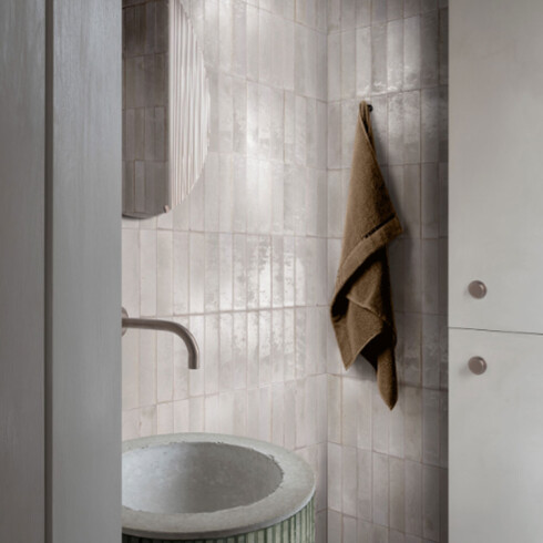 Porcelanato Tipo Brick Beige Brillo 6X24Cm Piso Pared GAMAS DE BEIGE