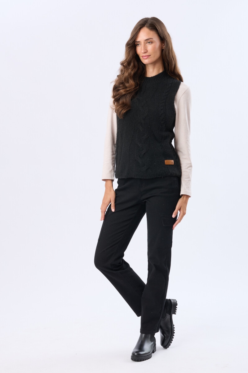 PANTALÓN CARGO SKINNY - Negro 