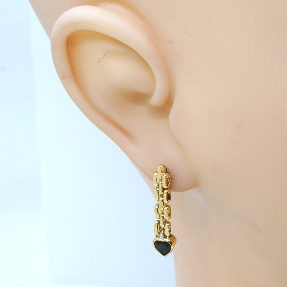 Caravanas en oro 18k amarillo y zafiros con forma de corazón Caravanas en oro 18k amarillo y zafiros con forma de corazón