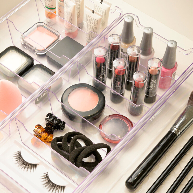 Organizador Acrílico con divisiones 12,5 x 34cm TRANSPARENTE