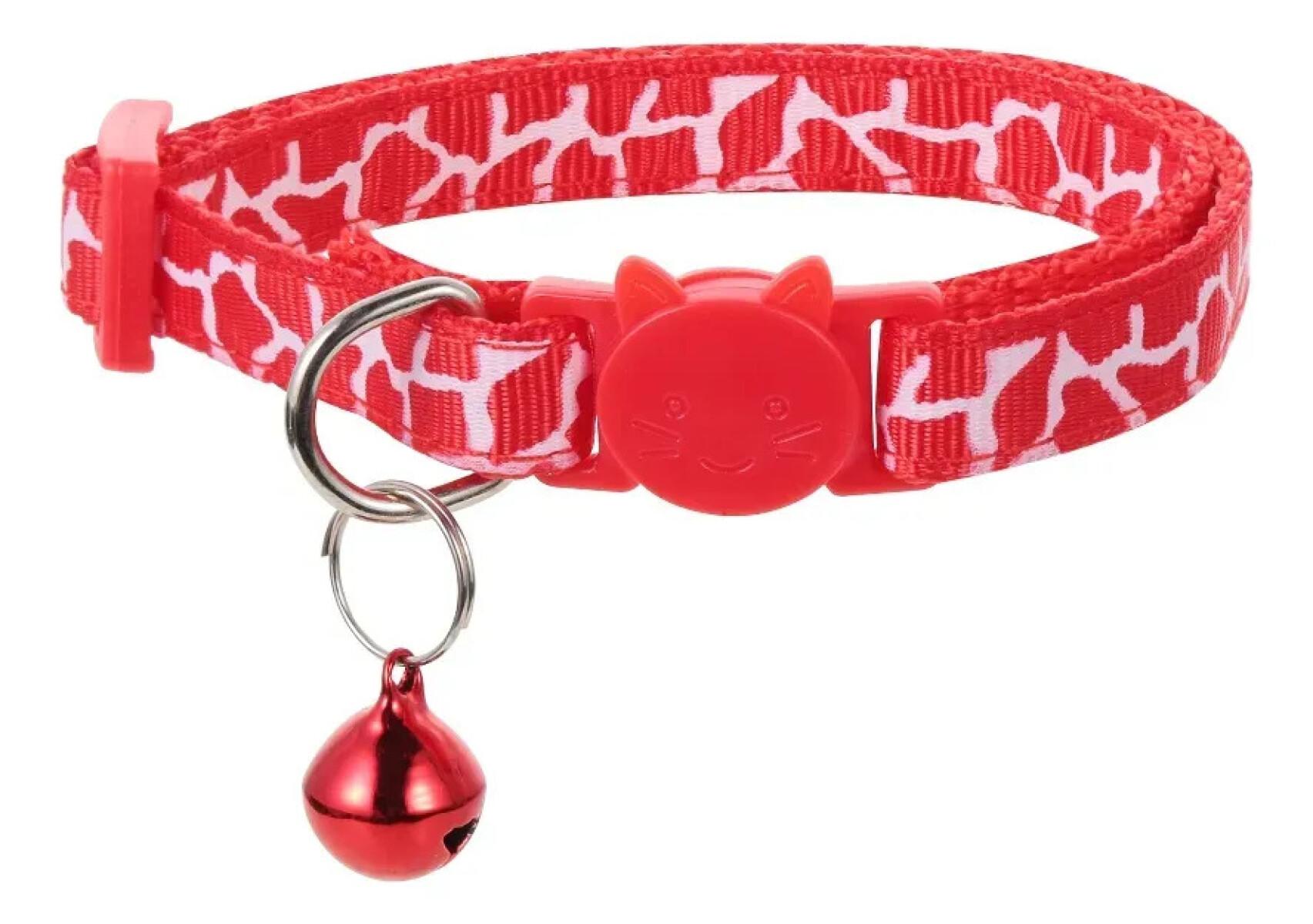 Collar Para Gatos Animal Print Con Cascabel - ROJO 