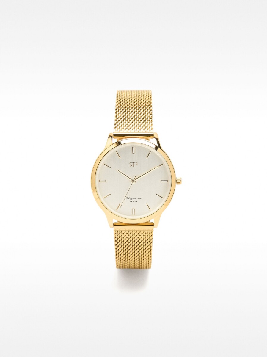 Reloj Pulsera De Malla Metálica De Acero - dorado 