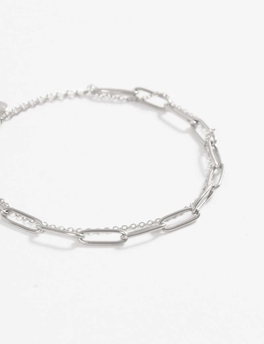 Pulsera de acero doble cadena - plateado 