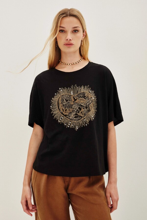 Remera Heart Sunny Negro