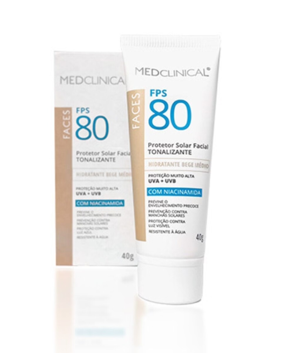 Medclinical Protector Solar Facial Tonalizante FPS 80 con Niacinamida (Beige Medio) 40g – Alta Protección y Cuidado de la Piel
