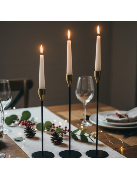 SET 3 CANDELABRO 8x23/28/33CM CON PUNTA DORADA SET 3 CANDELABRO 8x23/28/33CM CON PUNTA DORADA