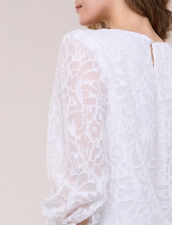 Blusa Texturada Devoré Con Mangas Abullonadas BLANCO