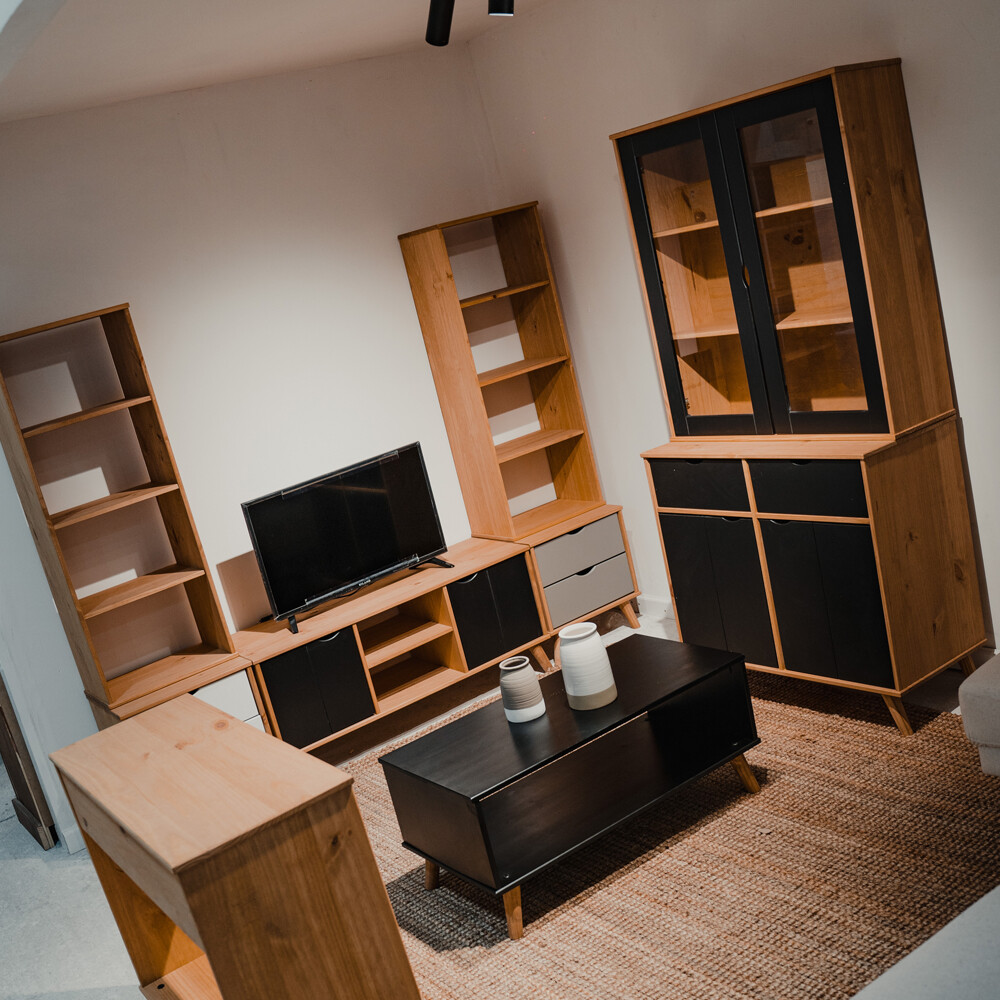 Mesa De Living Minimalista - Madera Maciza - Linea Dublin - Negro Mesa De Living Minimalista - Madera Maciza - Linea Dublin - Negro