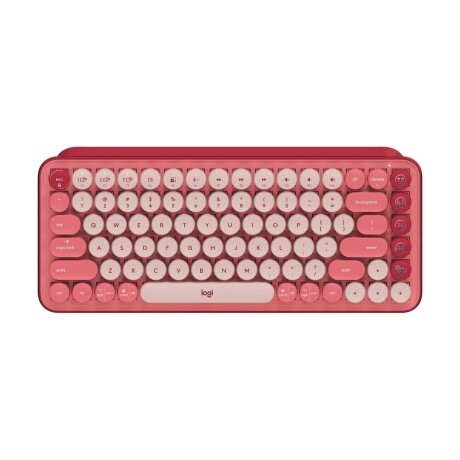 Teclado Logitech Pop Keys inalámbrico bluetooth c/emojis en español Coral