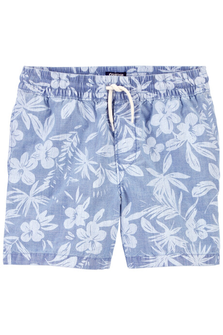 Short de chambray, diseño tropical Sin color