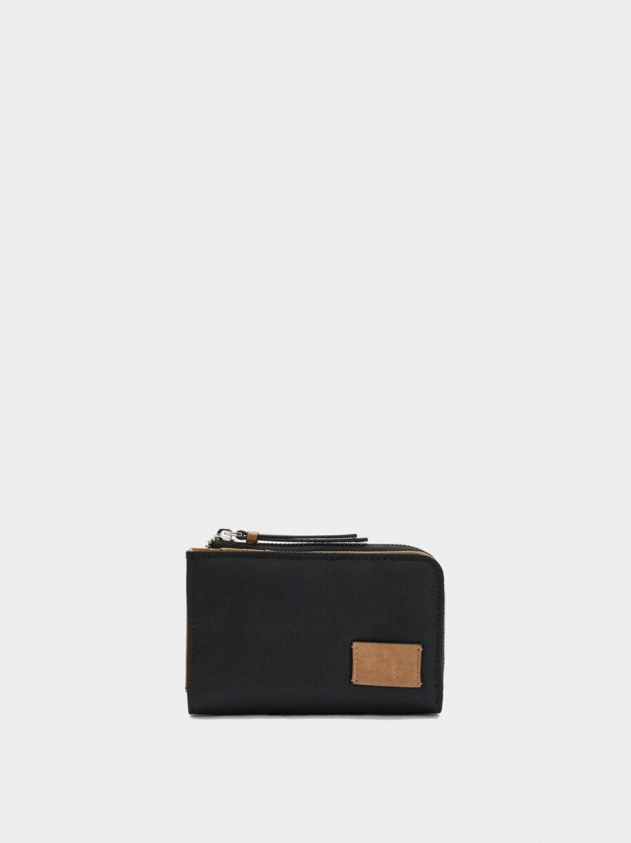 Monedero De Efecto Nylon - negro 