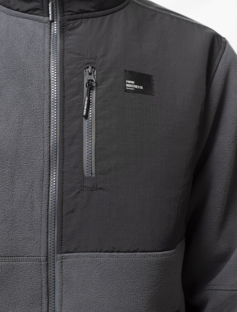 Campera Polar Combinada New 26 Gris/Negro