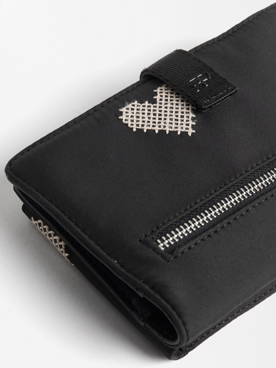 Bolsa Para Móvil De Nylon Con Corazones negro