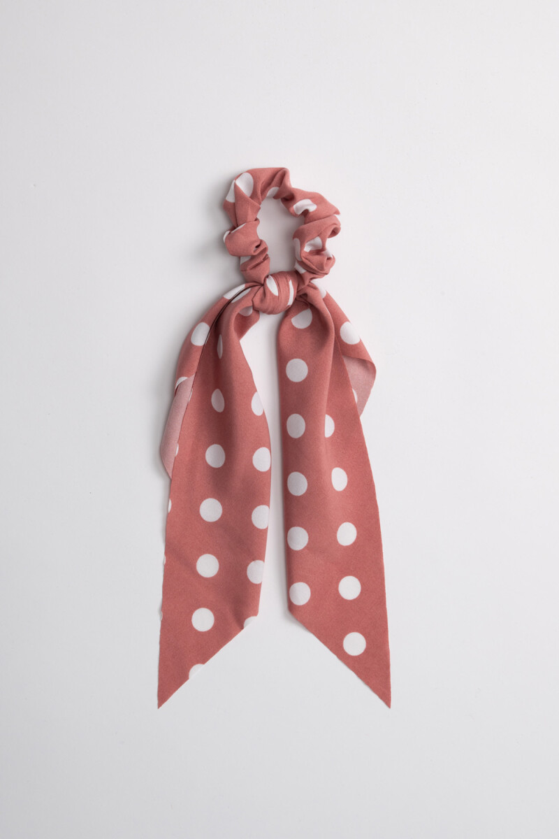 Scrunchie de tela con moña - Lunares Bordo 