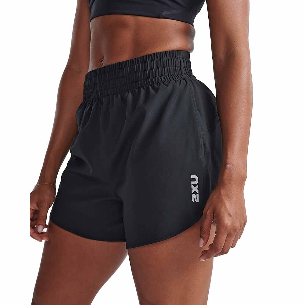 Aero Hi-Rise 4 Inch Shorts - Mujer Black/silver Reflective