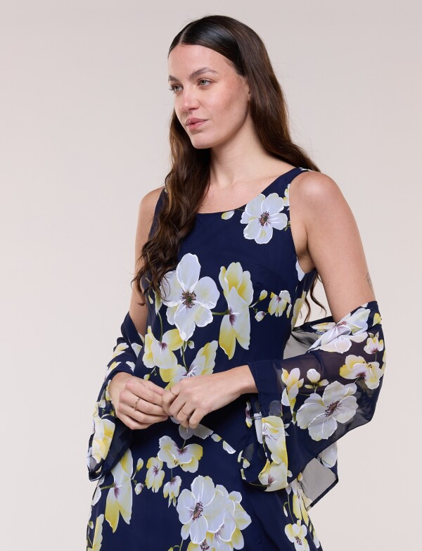 Conjunto Gasa Vestido & Capa AZUL