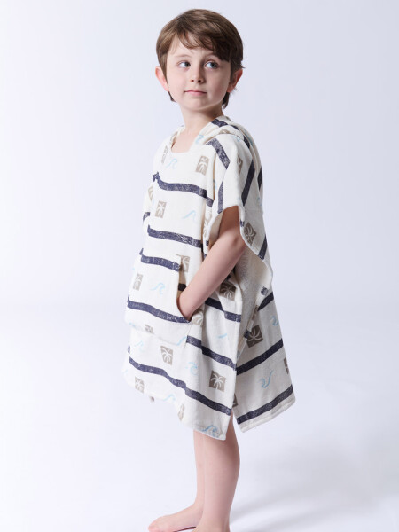 Poncho toalla estampado Crudo