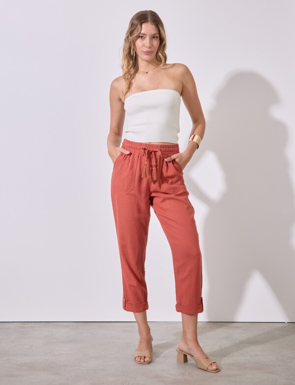 Pantalon Lino TERRACOTA