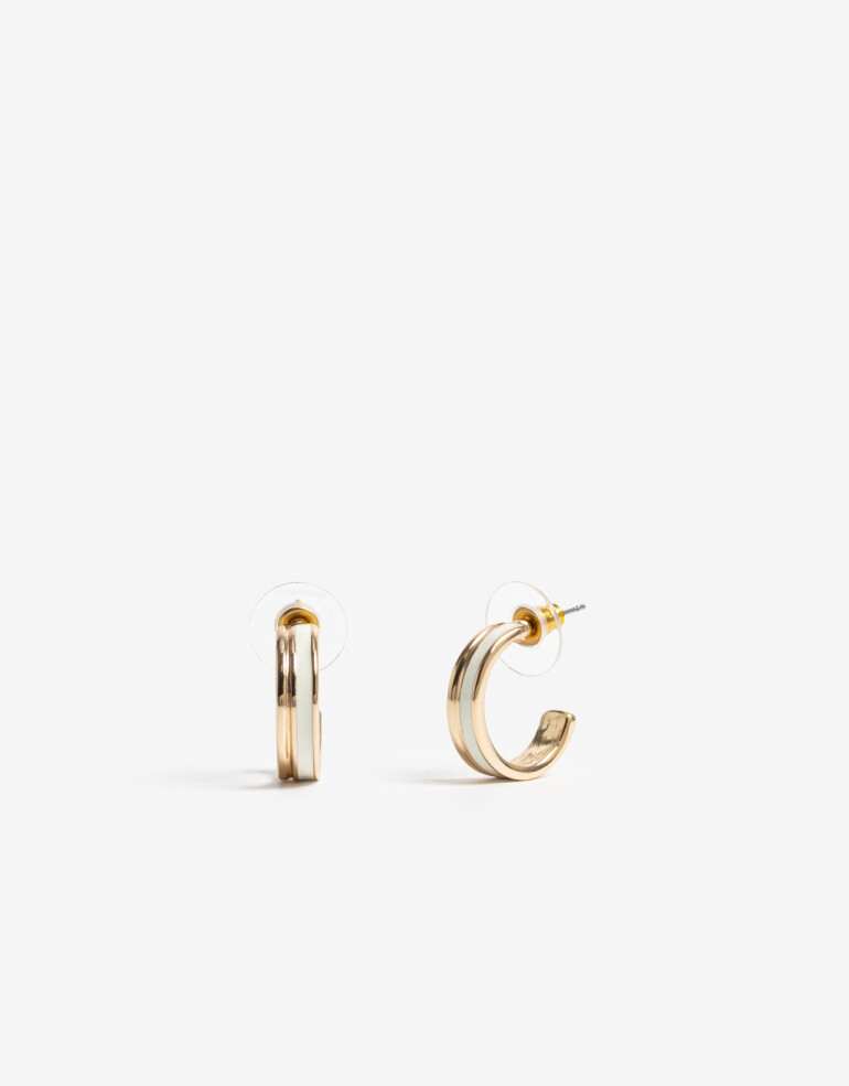 Aros Argollas Esmalte Aros Argolla Esmaltado - Dorado