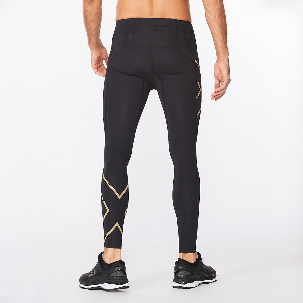 Leggings Running Light Speed Compression Hombre Black/gold Reflective