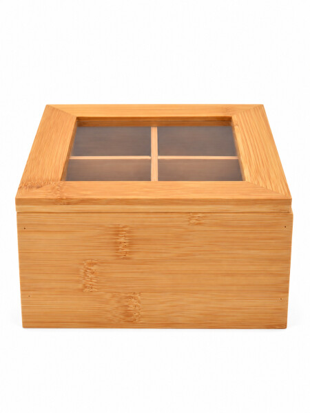 CAJA DE TE BAMBU 4 ESPACIOS MADERA