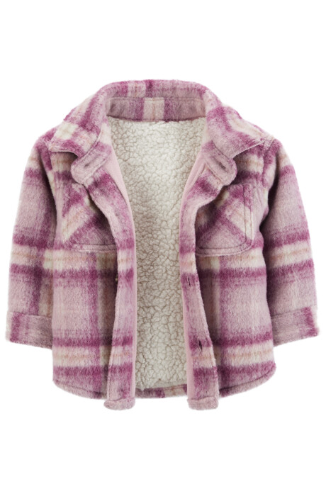 Campera de sherpa, diseño camisa a cuadros Sin color
