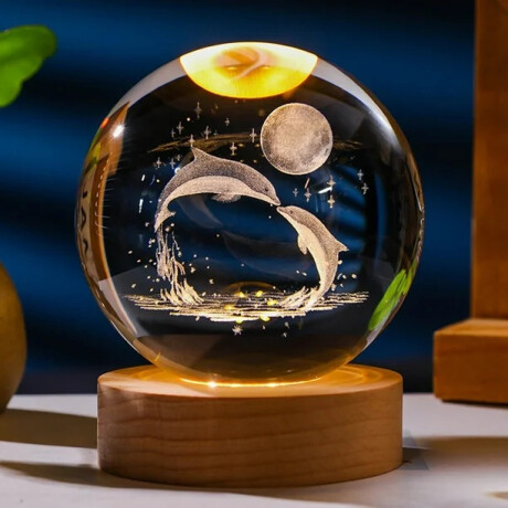 Lampara Veladora Bola de Cristal con Luz LED 10CM base de Madera Blanco