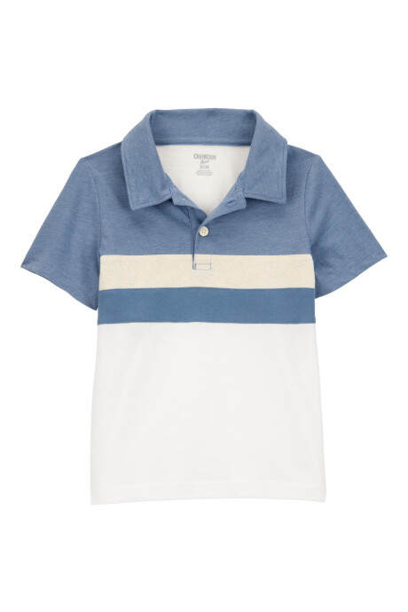 Remera polo de algodón, diseño colorblock Sin color