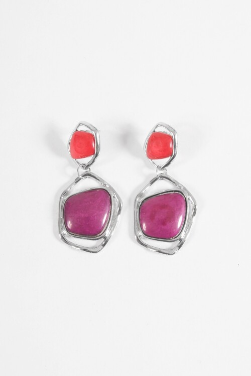 Caravanas largas acrilico magenta