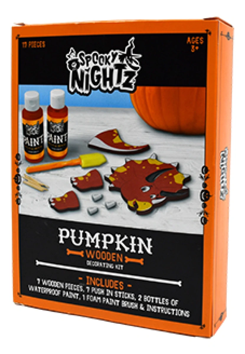 DECORACION HALLOWEEN DIDACTICA MADERA PARA CALABAZA 6 DISEÑOS CAJA 27830 