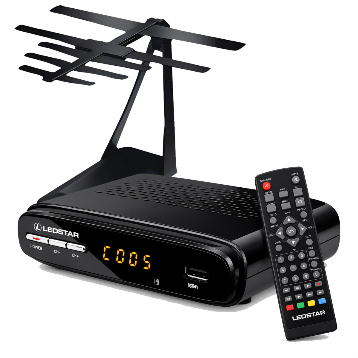 Sintonizador De Tv Digital Ledstar Ltv-view + Antena Ltv-006 - PK SINTONIZADOR + ANTENA LTV-006 
