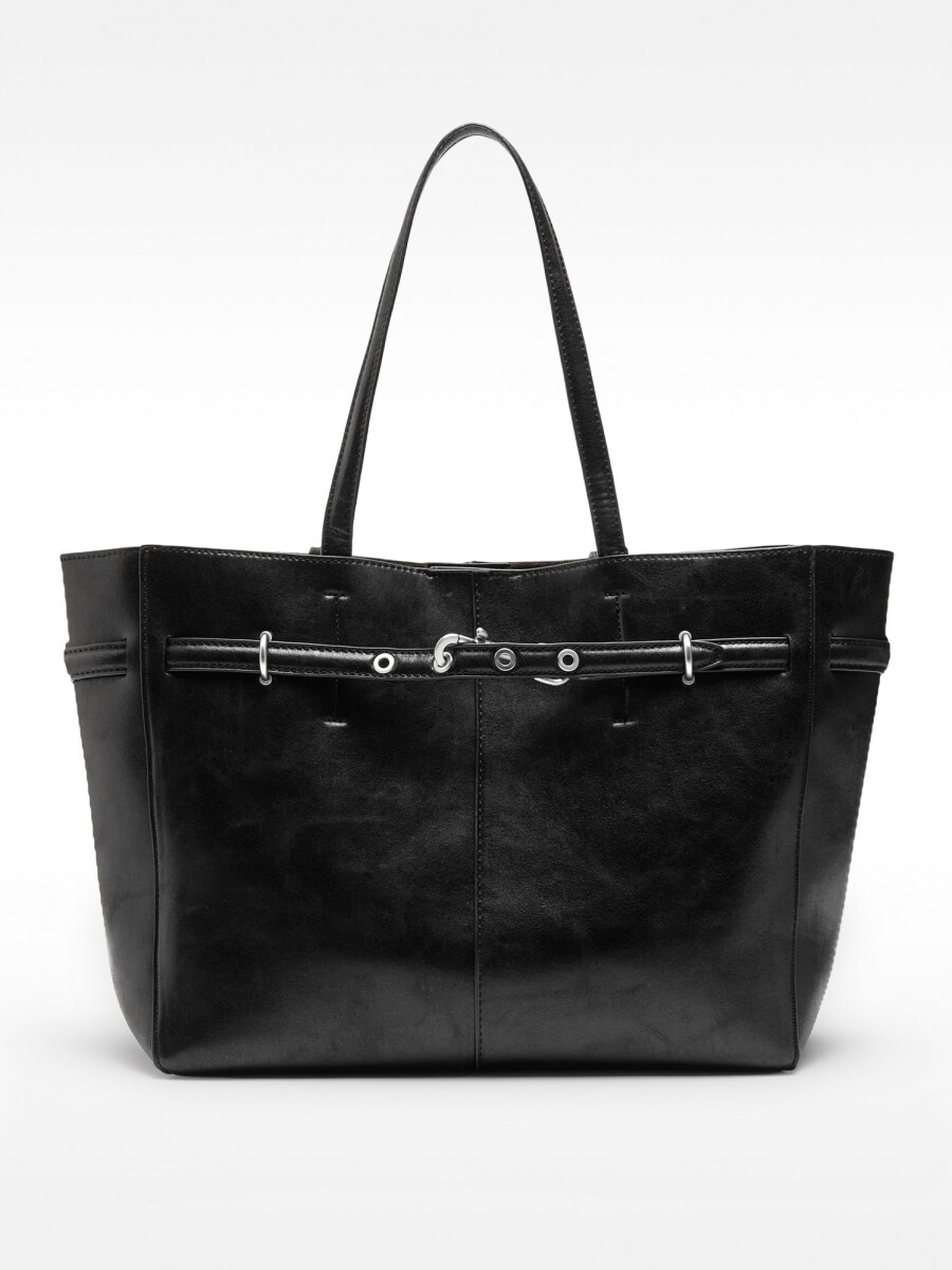 Bolso Shopper Efecto Craquelado negro