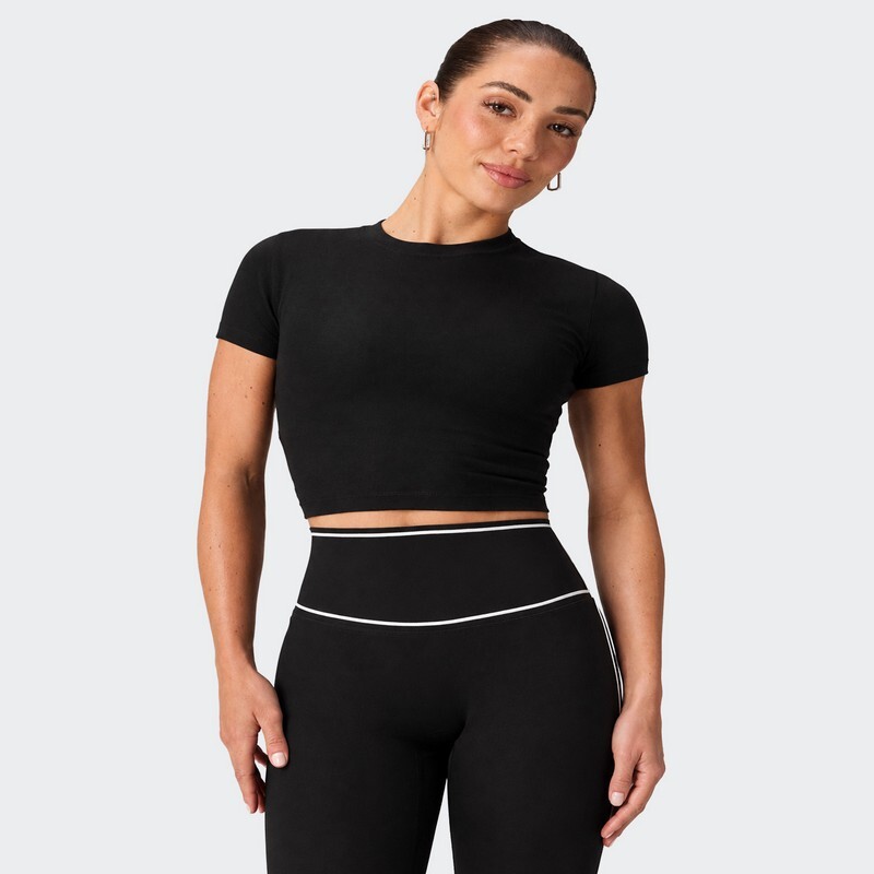 Remera Fabletics Cotton Crropped Negro
