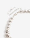 Collares Cortos Acrilico Collar Corto Metal Y Resina - Plateado Plata Cepillada Mate