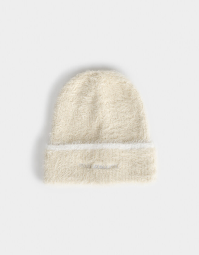 Gorro Gorro Peluche Bordado - Blanco Crudo