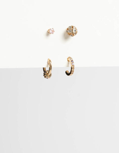 Aros Sets Strass Set De Aros Con Cubic - Dorado