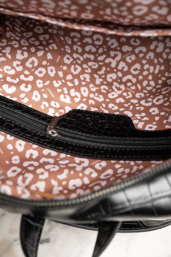 Mochila Midi Croco Negro