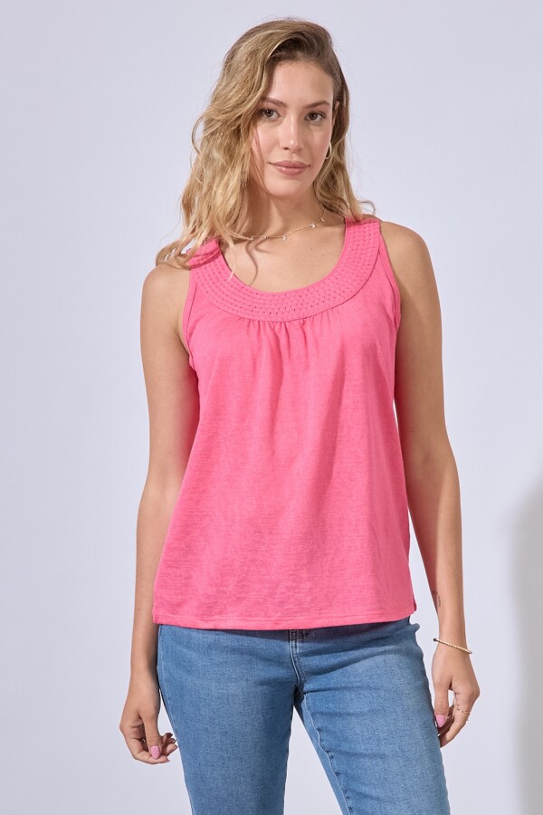 Musculosa Escote Crochet ROSA