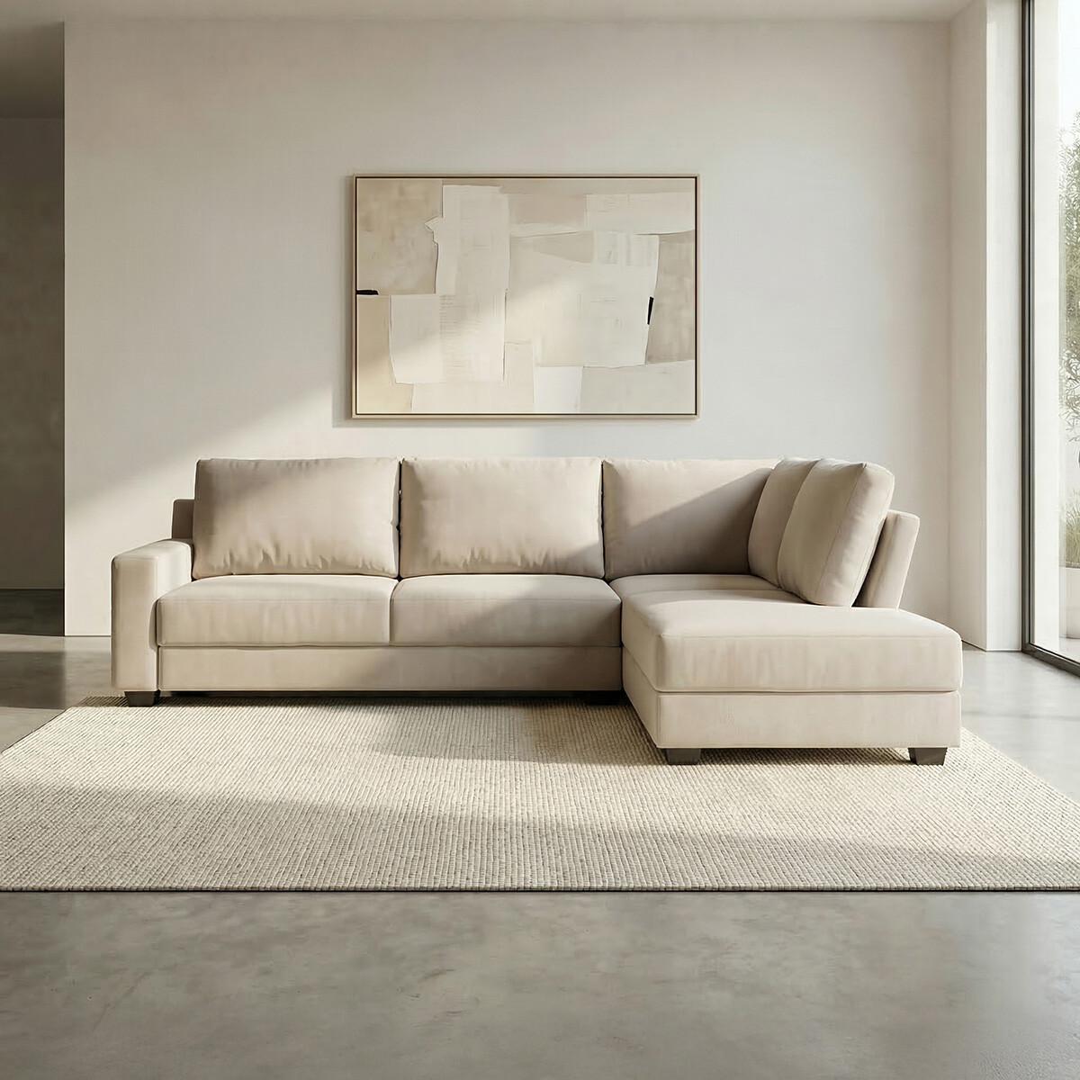 Rinconera Avero - Tela Microfibra - Chaise derecho - Berlin 02 (Beige) 
