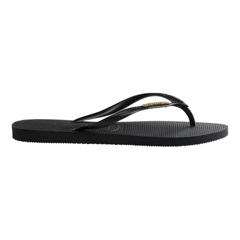 Sandalias Havaianas Slim Logo Metallic Mujer Negro/Dorado