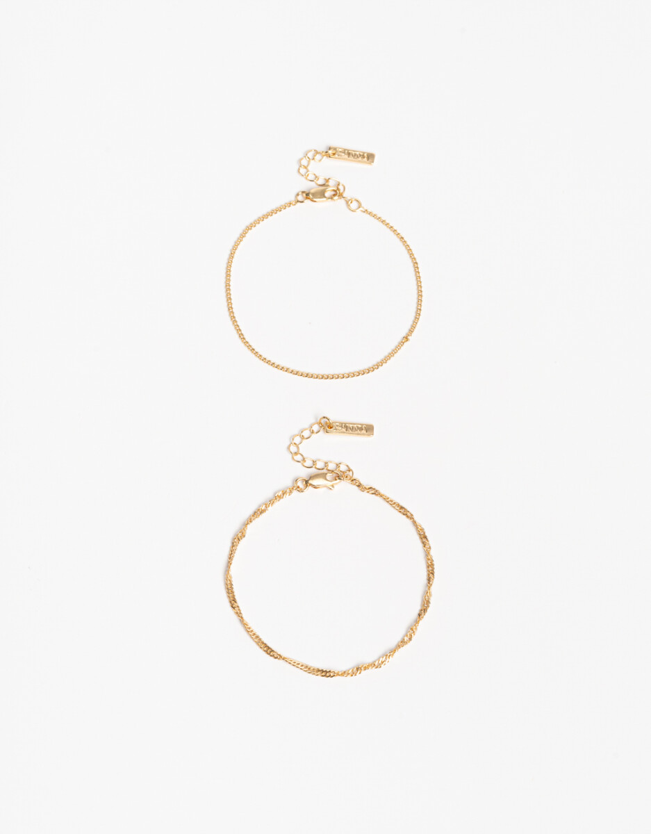 Set De Pulseras Flexibles Bañado En Oro 