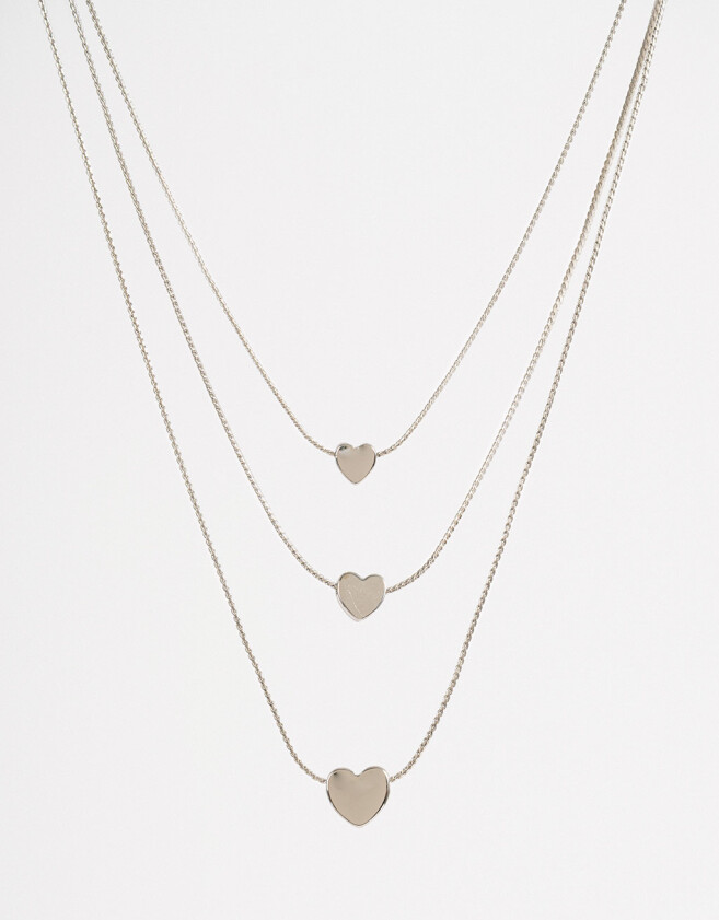 Collares Cortos Corazón Collar Con Corazones - Plateado