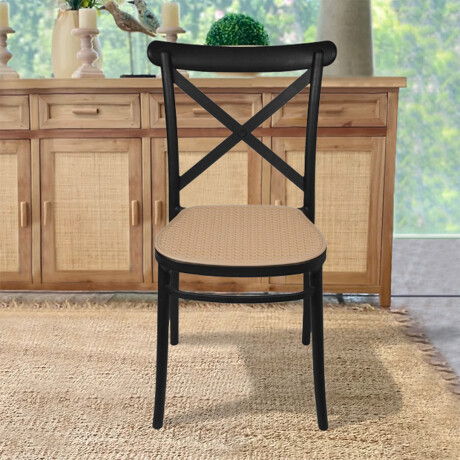 Kit x2 Silla Plats PP Simil Rattan Negro/Beige