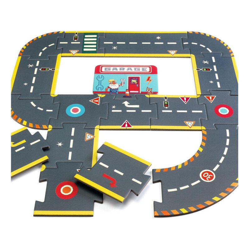 Puzzle 26 piezas Crazy Motors Giant City Circuit Djeco Puzzle 26 piezas Crazy Motors Giant City Circuit Djeco
