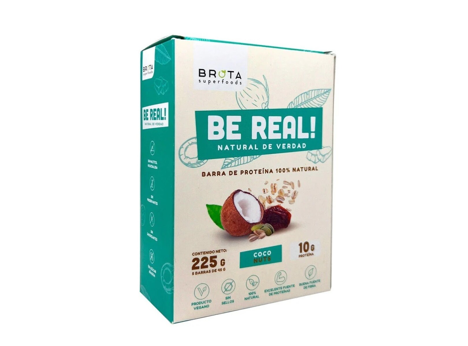 Protein Bar Vegan 5 Unidades Brota Be Real- Sabor Coco Nuts 