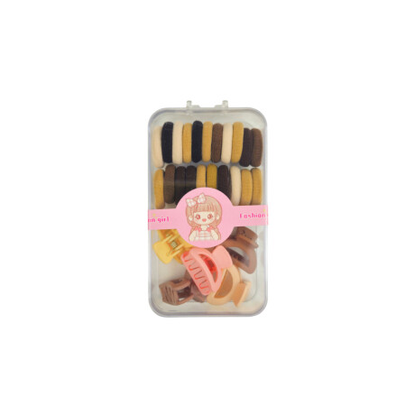 Set de gomitas y broches en tonos marrones Sc